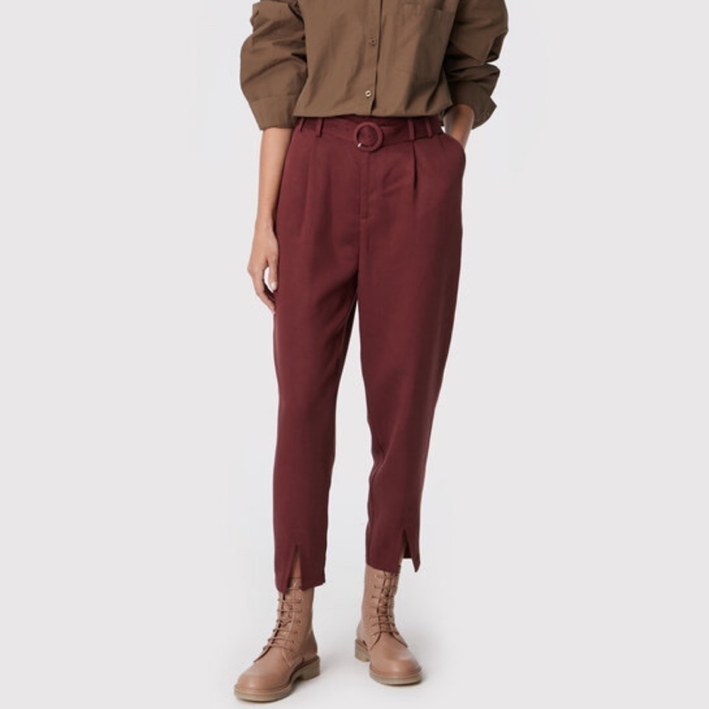 TED BAKER NINETTE Trouser Pants Belt size 1 US 4 Woman’s‎ Brown Burgundy modern